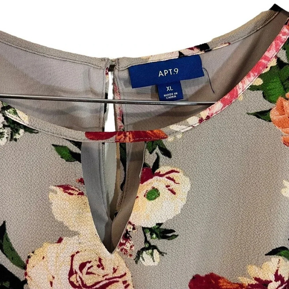 Apt.9 High Low Dress XL Floral Pattern Cold Shoulder Keyhole Drawstring Waist - Picture 8 of 8